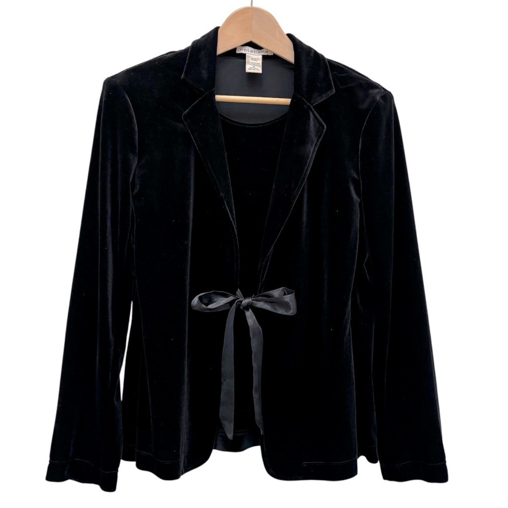 Notations Black Velour Blazer Attached Tank Front Tie Waist Coquette Goth Medium
